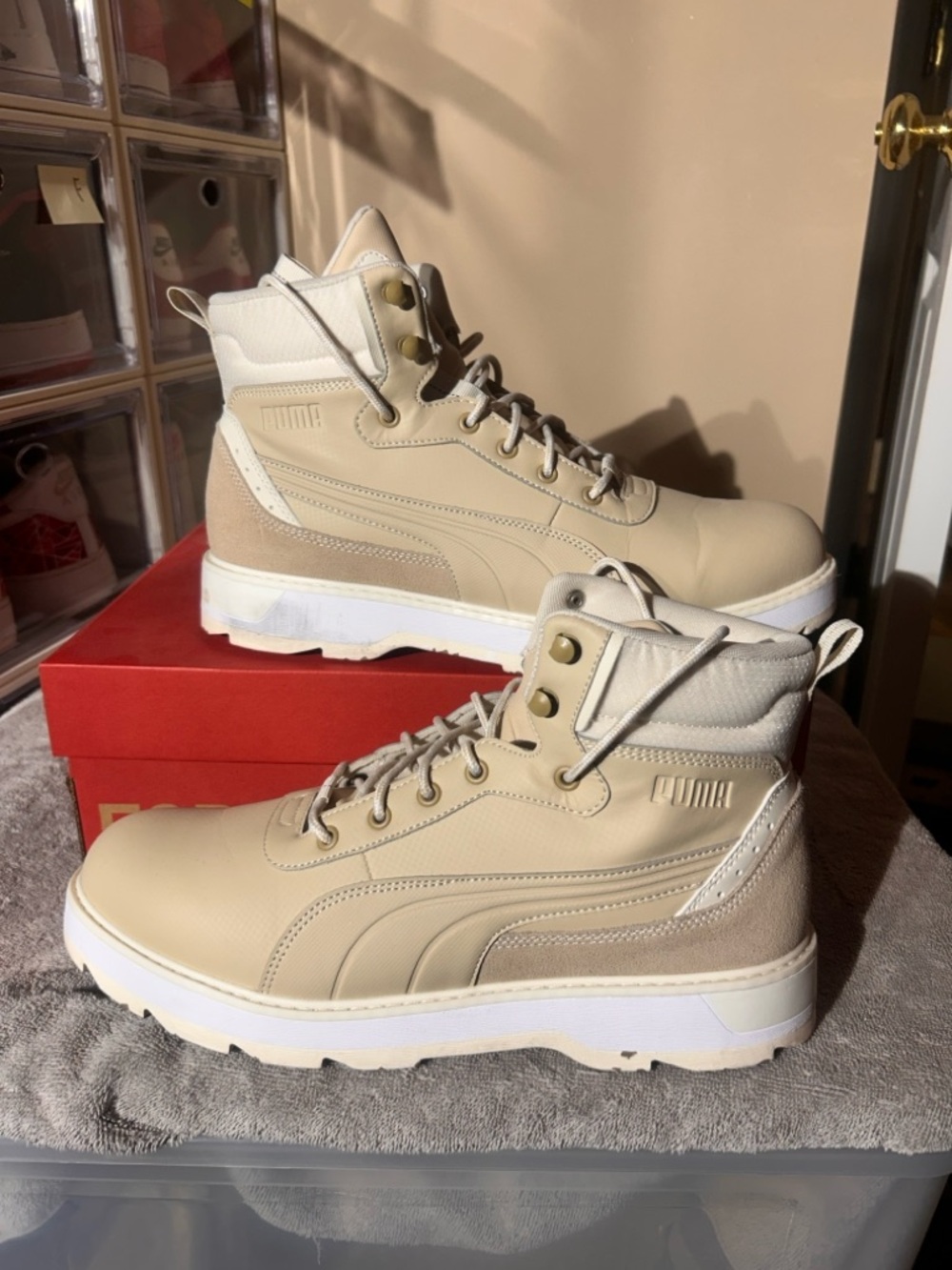 PUMA Desierto V3 Puretex Better Boots in the "Granola-Toasted" beige